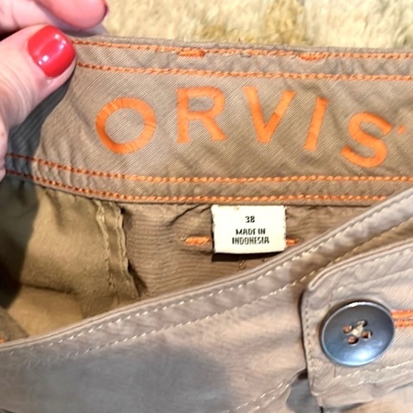 Orvis,Khaki Flat-Front,Pocketed Shorts, Hidden Cargo Pocket, Excellent!Size 38 - Picture 5 of 7